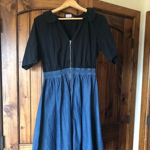 Eshakti Pinup Black & Chambray Zip Dress